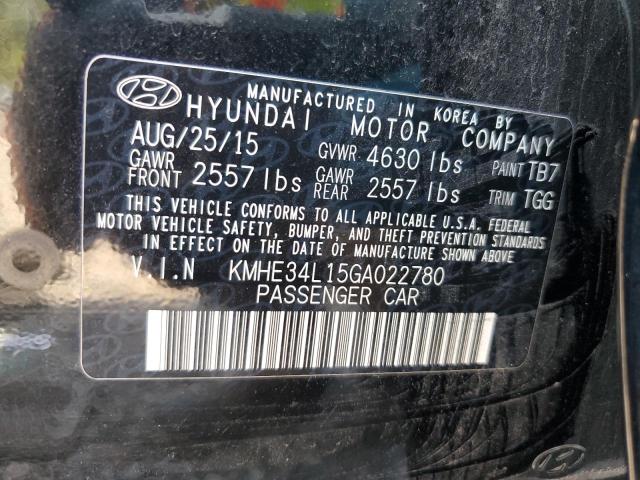 KMHE34L15GA022780 - 2016 HYUNDAI SONATA HYBRID BLACK photo 12