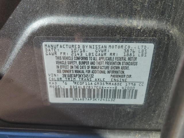 3N1AB7AP3KY245132 - 2019 NISSAN SENTRA S CHARCOAL photo 12