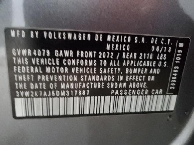 3VW2K7AJ5DM317887 - 2013 VOLKSWAGEN JETTA BASE 石墨色 照片 12