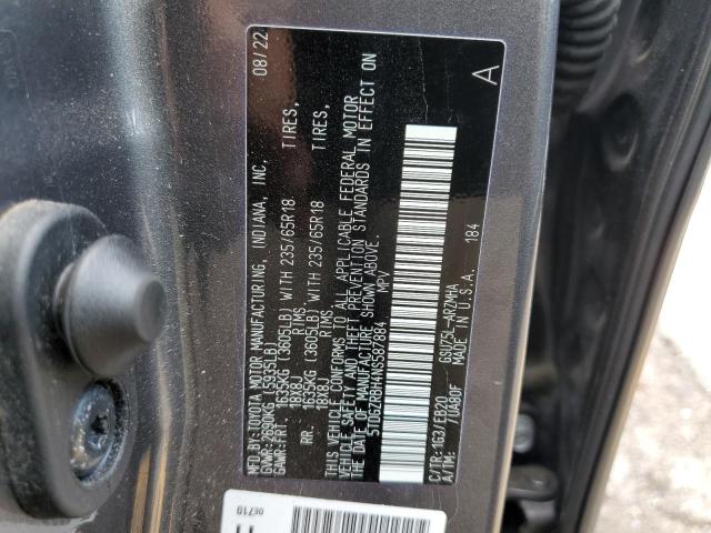 5TDGZRBH4NS587884 - 2022 TOYOTA HIGHLANDER XLE BLACK photo 13