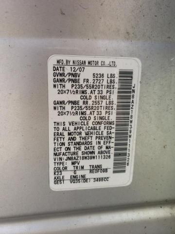 JN8AZ18W39W111326 - 2009 NISSAN MURANO S GRAY photo 13