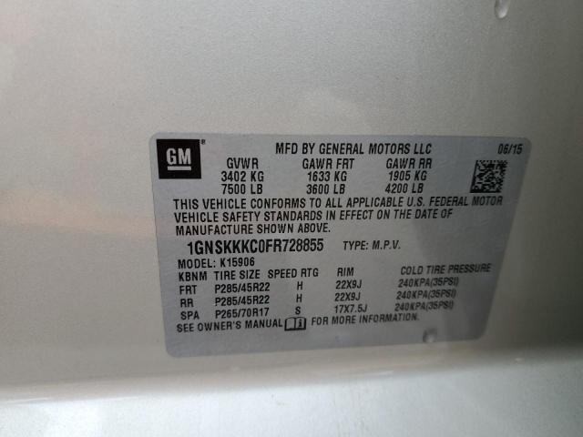 1GNSKKKC0FR728855 - 2015 CHEVROLET SUBURBAN K1500 LTZ BEIGE photo 13