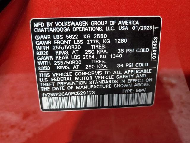 1V2WP2CA0PC529123 - 2023 VOLKSWAGEN ATLAS SE RED photo 13