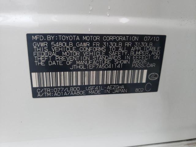 JTHGL1EF7A5041141 - 2010 LEXUS LS 460L WHITE photo 13