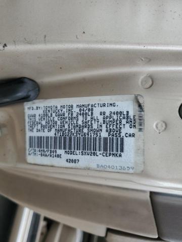 4T1BG22K3YU691751 - 2000 TOYOTA CAMRY CE BEIGE photo 12