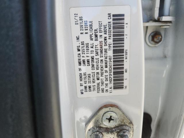 1HGCP3F8XCA015497 - 2012 HONDA ACCORD EXL WHITE photo 12