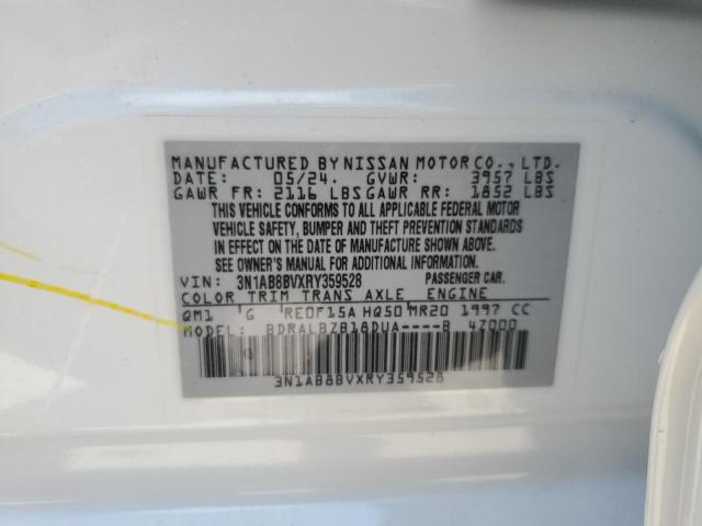 3N1AB8BVXRY359528 - 2024 NISSAN SENTRA S WHITE photo 12