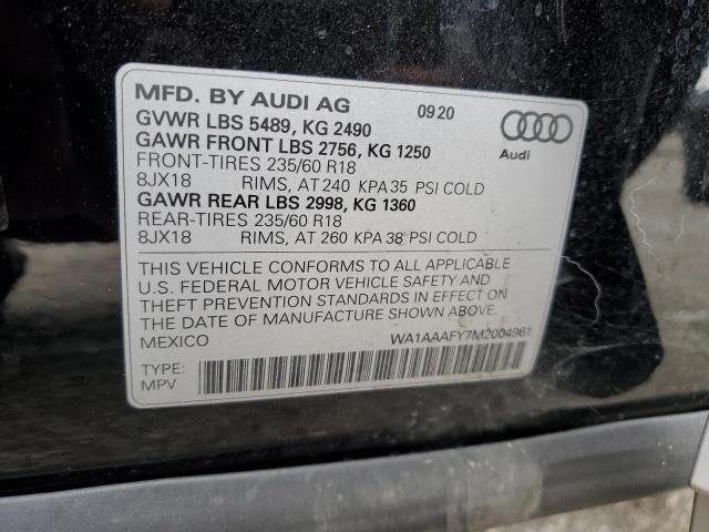 WA1AAAFY7M2004961 - 2021 AUDI Q5 PREMIUM BLACK photo 13