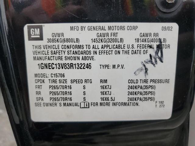 1GNEC13V83R132246 - 2003 CHEVROLET TAHOE C1500 BLACK photo 13