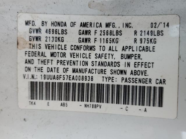 19UUA8F57EA008938 - 2014 ACURA TL TECH WHITE photo 12