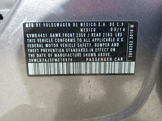 3VWLA7AJ3FM218978 - 2015 VOLKSWAGEN JETTA TDI GRAY photo 13