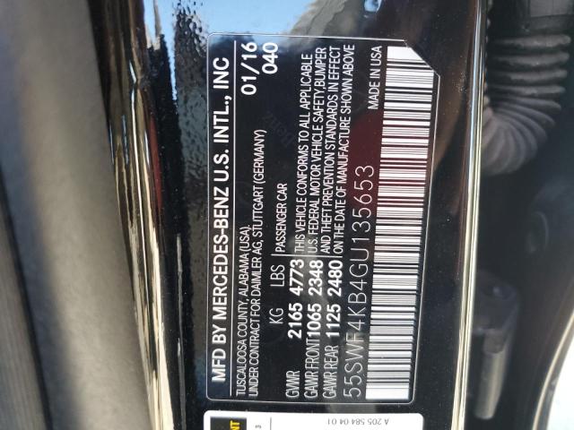 55SWF4KB4GU135653 - 2016 MERCEDES-BENZ C 300 4MATIC BLACK photo 12