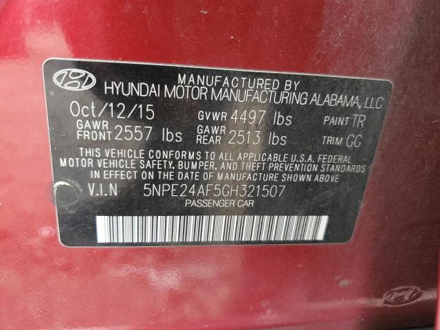 5NPE24AF5GH321507 - 2016 HYUNDAI SONATA SE RED photo 12