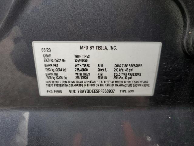 7SAYGDEE5PF860937 - 2023 TESLA MODEL Y GRAY photo 13