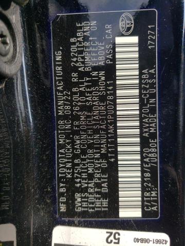 4T1T11AK1PU078141 - 2023 TOYOTA CAMRY SE NIGHT SHADE BLACK photo 12