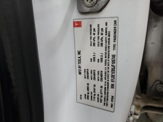 5YJ3E1EB5JF185745 - 2018 TESLA MODEL 3 თეთრი ფოტო 12