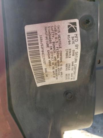1G8AJ52F04Z174727 - 2004 SATURN ION LEVEL 2 勃艮第红 照片 12