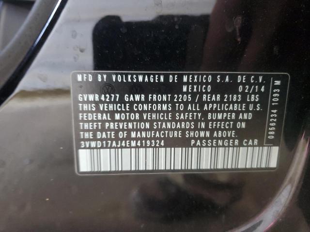 3VWD17AJ4EM419324 - 2014 VOLKSWAGEN JETTA SE 黑色 照片 12