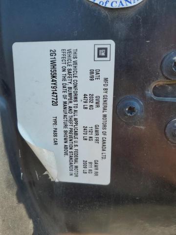 2G1WH55K4Y9147720 - 2000 CHEVROLET IMPALA LS შავი ფოტო 13