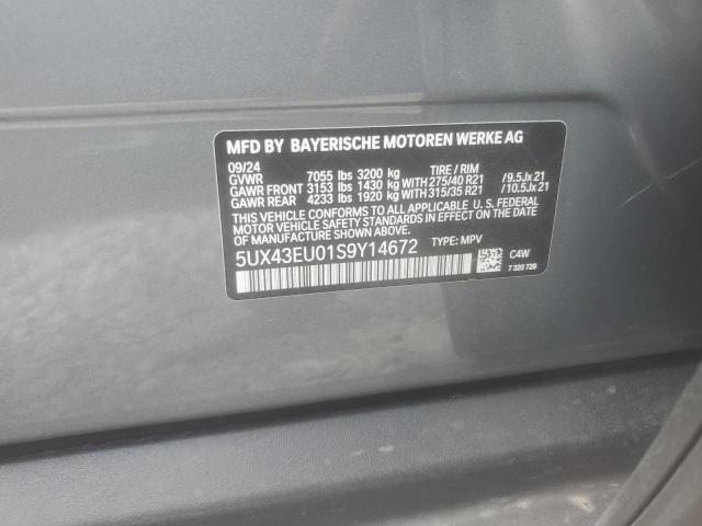 5UX43EU01S9Y14672 - 2025 BMW X5 XDRIVE50E CHARCOAL photo 13