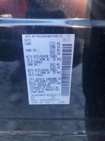 5N1AR2MM5FC656071 - 2015 NISSAN PATHFINDER S BLACK photo 12