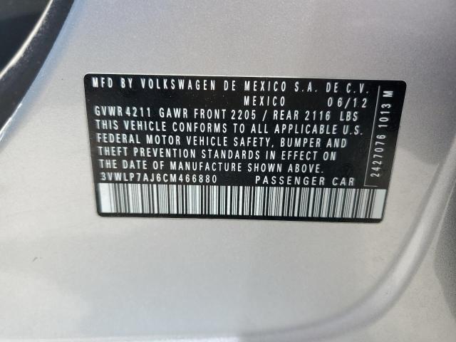 3VWLP7AJ6CM466880 - 2012 VOLKSWAGEN JETTA SEL ვერცხლისფერი ფოტო 12