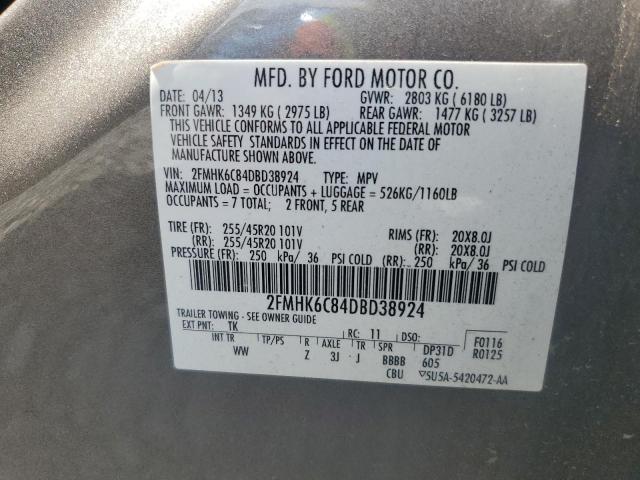 2FMHK6C84DBD38924 - 2013 FORD FLEX SEL ნაცრისფერი ფოტო 13