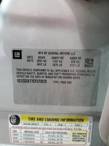 1G1ZG5E77CF372676 - 2012 CHEVROLET MALIBU LTZ ვერცხლისფერი ფოტო 12