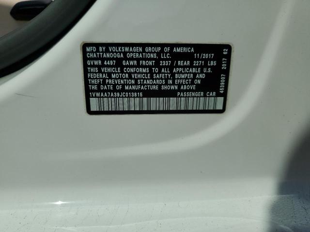 1VWAA7A39JC013815 - 2018 VOLKSWAGEN PASSAT S WHITE photo 12