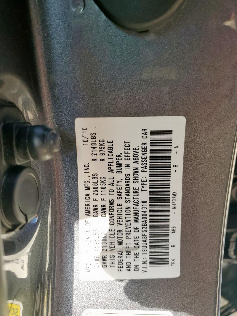 19UUA8F53BA004316 - 2011 ACURA TL GRAY photo 12