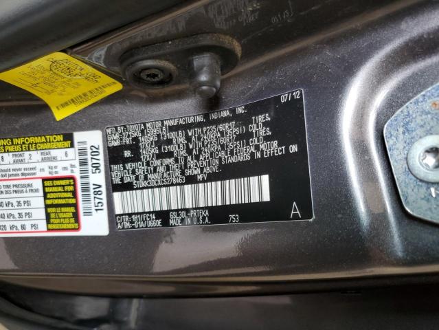 5TDKK3DCXCS278463 - 2012 TOYOTA SIENNA LE GRAY photo 13