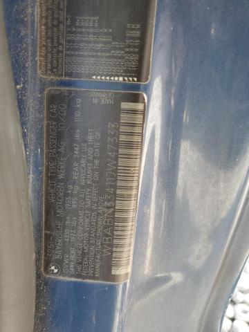WBABN33411JW47333 - 2001 BMW 325 CI Mavi foto 12