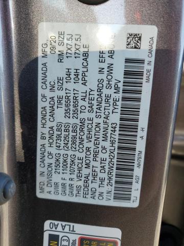 2HKRW2H2XLH677443 - 2020 HONDA CR-V LX GRAY photo 13