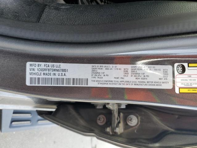1C6SRFBT5MN678851 - 2021 RAM 1500 BIG HORN/LONE STAR GRAY photo 12