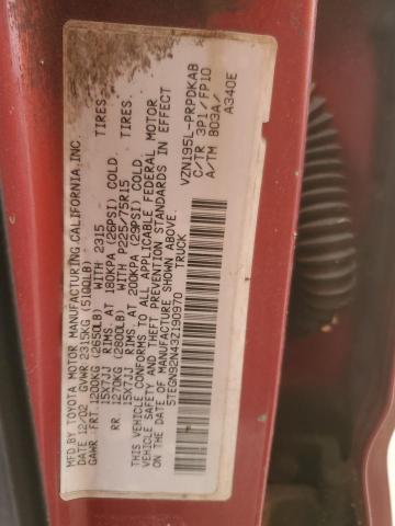 5TEGN92N43Z190970 - 2003 TOYOTA TACOMA DOUBLE CAB PRERUNNER RED photo 12