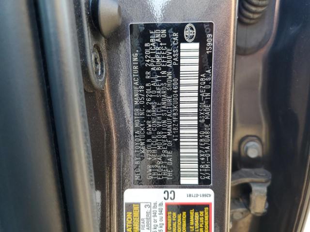 4T1BZ1FB3KU004600 - 2019 TOYOTA AVALON XLE Marrón foto 13