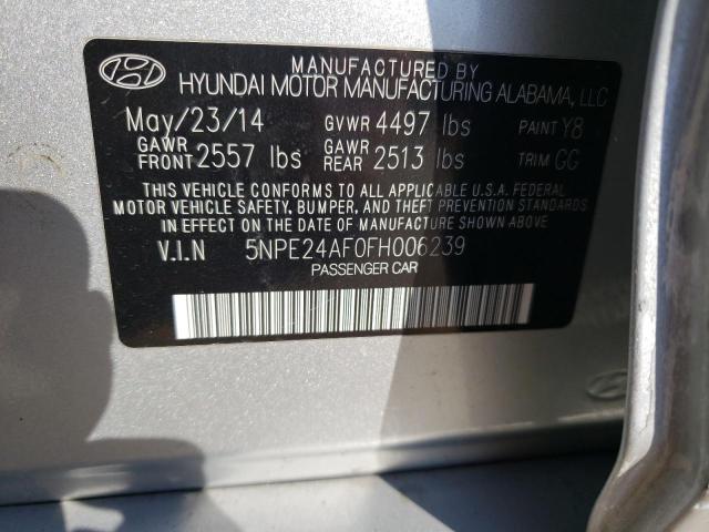 5NPE24AF0FH006239 - 2015 HYUNDAI SONATA SE SILVER photo 12