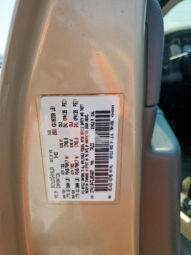 1D7HU16N73J654627 - 2003 DODGE RAM 1500 ST Qızıl foto 12