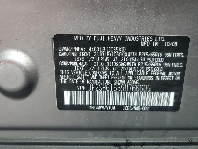 JF2SH61659H766605 - 2009 SUBARU FORESTER 2.5X Plata foto 13