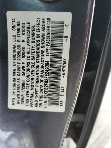 19XFB2F83EE249064 - 2014 HONDA CIVIC EX GRAY photo 13