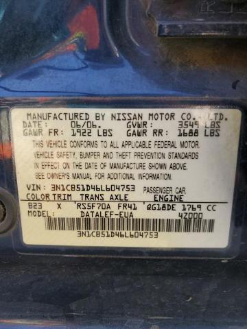 3N1CB51D46L604753 - 2006 NISSAN SENTRA 1.8 BLUE photo 13