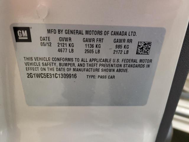 2G1WC5E31C1309916 - 2012 CHEVROLET IMPALA LTZ Թուխ լուսանկար 12