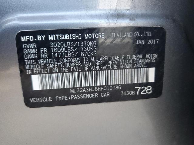 ML32A3HJ8HH019786 - 2017 MITSUBISHI MIRAGE ES SILVER photo 12