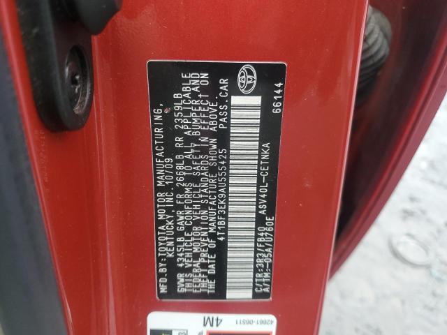 4T1BF3EK9AU555425 - 2010 TOYOTA CAMRY BASE Қызыл фото 12