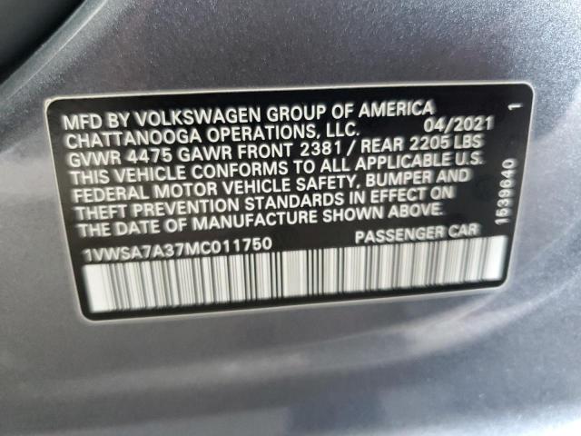 1VWSA7A37MC011750 - 2021 VOLKSWAGEN PASSAT SE GRAY photo 12