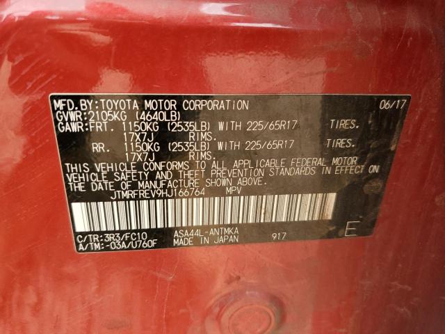 JTMRFREV9HJ166764 - 2017 TOYOTA RAV4 XLE RED photo 13