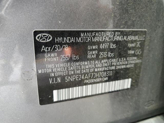 5NPE24AF7JH708311 - 2018 HYUNDAI SONATA SE GRAY photo 12