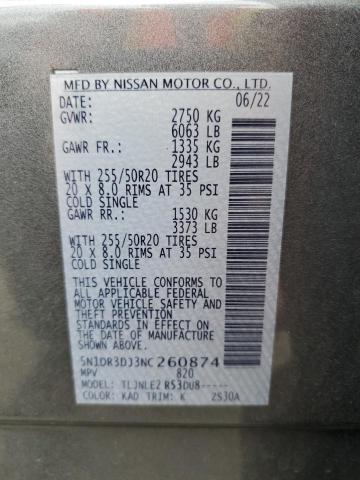 5N1DR3DJ3NC260874 - 2022 NISSAN PATHFINDER PLATINUM Grafit foto 13