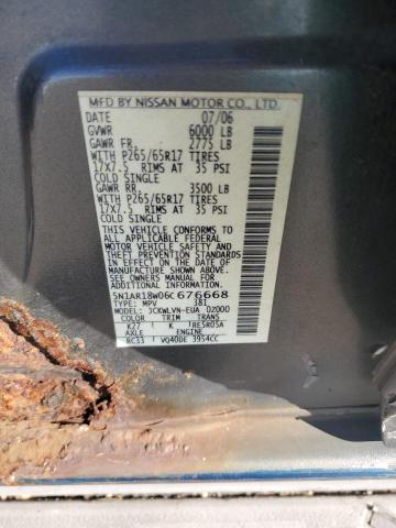5N1AR18W06C676668 - 2006 NISSAN PATHFINDER LE 石墨色 照片 12
