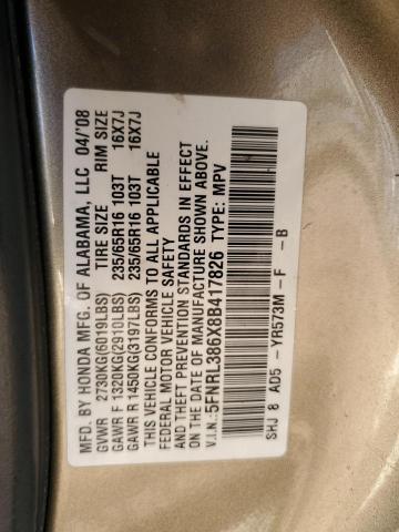 5FNRL386X8B417826 - 2008 HONDA ODYSSEY EXL თაფლისფერი ფოტო 13